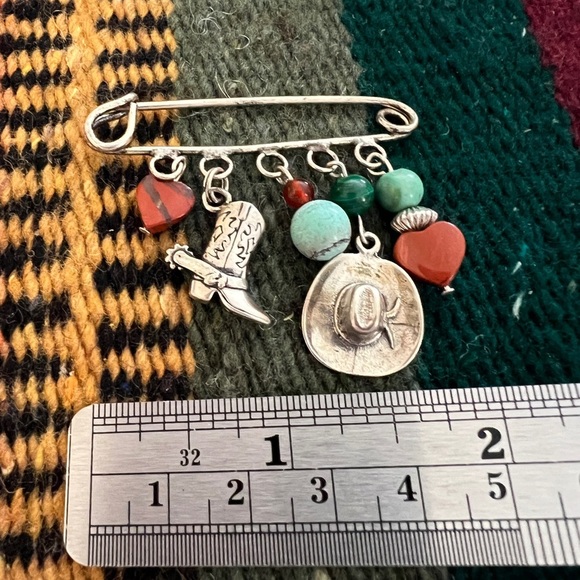 ❤️ HTF Carolyn Pollock American West Charm Brooch / Hat Pin Southwestern Signed - Picture 7 of 7